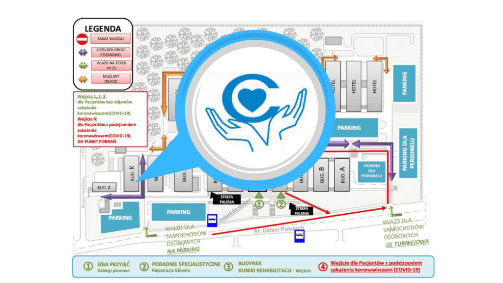 Mapa pokazująca lokalizacja sekretariatu Fundacji Towarzystwo Przyjaciół Centrum Zdrowia Dziecka im. dr n. med. Jolanty Chmielik w Centrum Zdrowia Dziecka